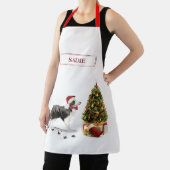 Tablier Bordure Collie Funny Chien de Noël avec arbre (Insitu)