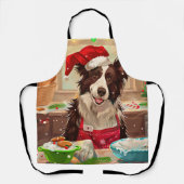 Tablier Bordure Collie Gîtes : Noël festif (Recto)