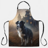Tablier Bordure Collie Halloween effroi (Recto)