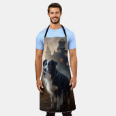 Tablier Bordure Collie Halloween effroi (Porté)