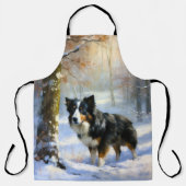 Tablier Bordure Collie Laisser neiger Noël (Recto)