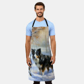 Tablier Bordure Collie Laisser neiger Noël (Porté)