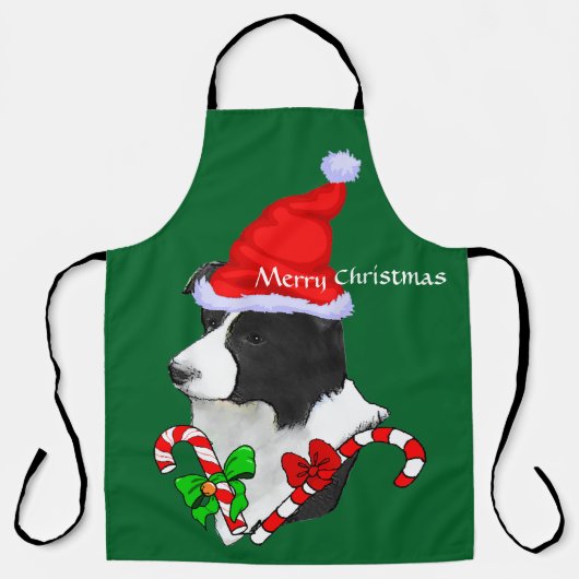 Tablier Bordure Collie Santa Hat Noël (Recto)
