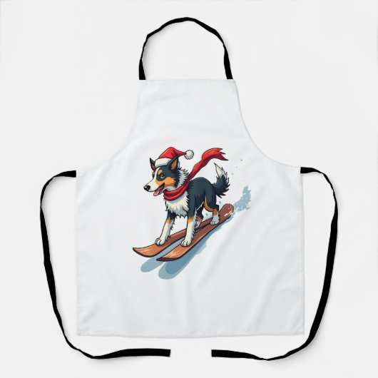 Tablier Bordure Collie Snowboardeur chien (Recto)