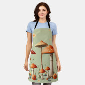 Tablier Bordure de Champignons Orange Clair Vert Pâle Cott (Porté)