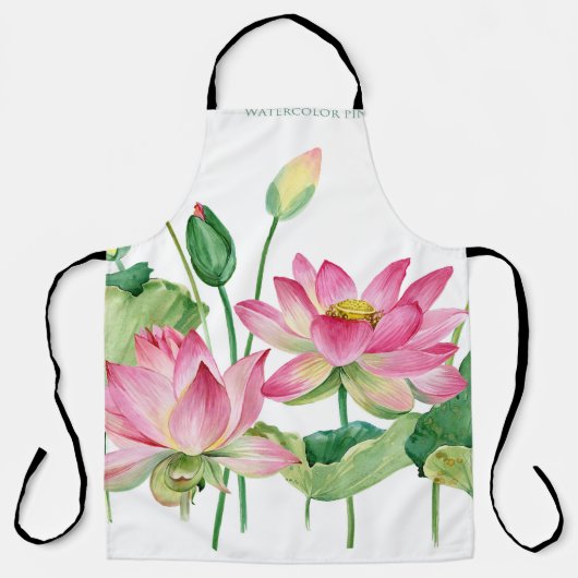 Tablier Bordure d'eau rose Lotus (Recto)