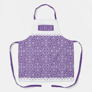 Tablier Bordures à échalotes blanches et violettes à motif