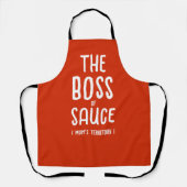 Tablier Boss Maman Cuisine Rouge Et Blanc Moderne Témérair (Recto)