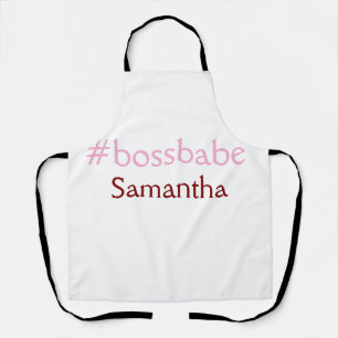 Tablier Bossbabe hashtag rose clair ajouter nom fille patr