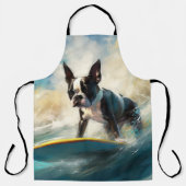 Tablier Boston Terrier Beach Surfing Peinture (Recto)