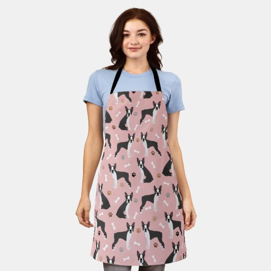 Tablier Boston Terrier Bones and Paws Apron (Porté)