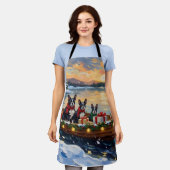 Tablier Boston Terrier Christmas Boat Holiday (Porté)