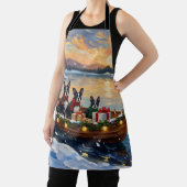 Tablier Boston Terrier Christmas Boat Holiday (Insitu)