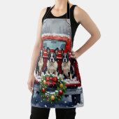 Tablier Boston Terrier Christmas Red Truck Holiday (Insitu)