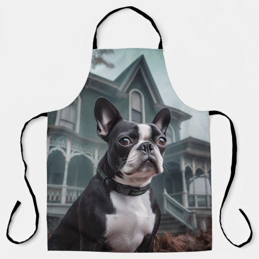 Tablier Boston Terrier Halloween effrayant (Recto)