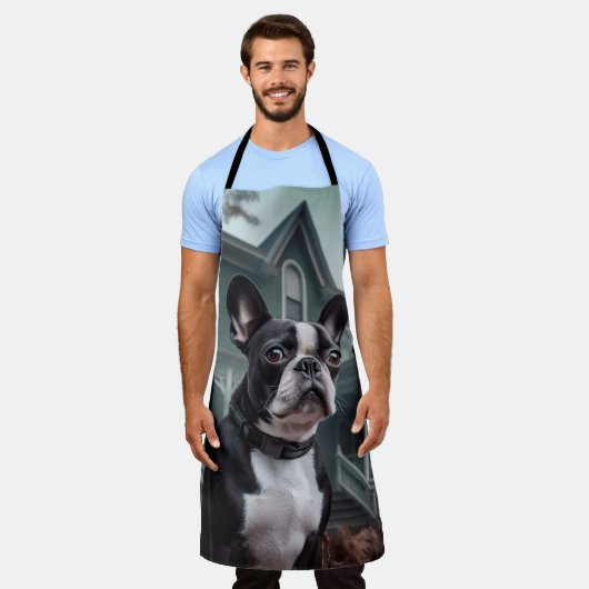 Tablier Boston Terrier Halloween effrayant (Porté)