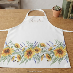 Tablier Botanique aquarelle tournesol jaune