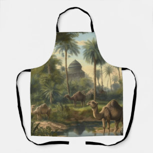 Tablier Botanique : dromadaires dans la jungle près d'une 