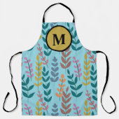 Tablier Botanique gris jaune bleu orange rose monogramme (Recto)