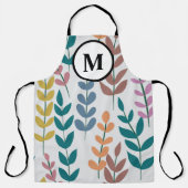 Tablier Botanique gris jaune bleu orange rose monogramme (Recto)