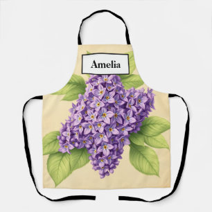 Tablier botanique vintage lilas français