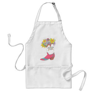 Tablier Botte de cow-girl avec des fleurs