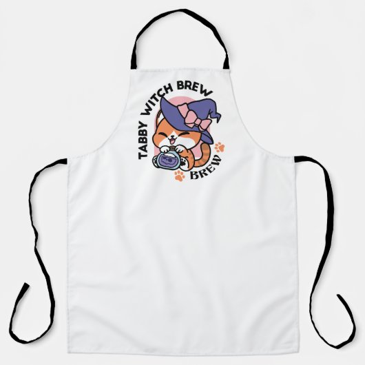 Tablier Bouillon de sorcière tigrée – Joli design de chat (Recto)