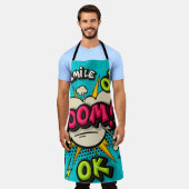 Tablier Bouillonnante bulle de pop art. Souriez, wow, pow, (Porté)