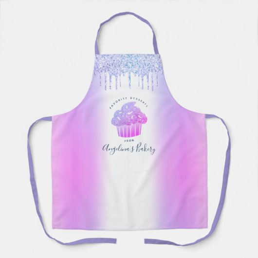 Tablier Boulangerie Cupcake Purple Blue Parties scintillan (Recto)