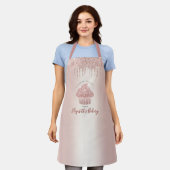 Tablier Boulangerie Cupcake Rose Parties scintillant or Dr (Porté)