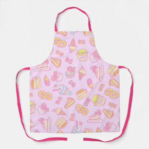 Tablier Boulangerie douce et boissons rose