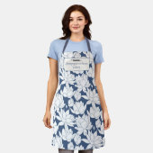 Tablier Boulangerie personnalisée Nom Lotus bleu Imprimer  (Porté)