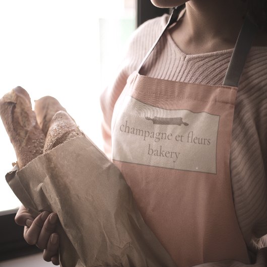 Tablier Boulangerie sur mesure Nom Rose simple + Grey Chef