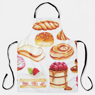 Tablier Boulangerie vintage et pâtisserie à l'eau couleur 