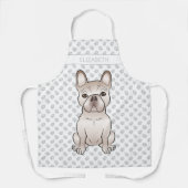 Tablier Bouledogue français crème / Chien Frenchie & nom p (Recto)