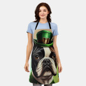 Tablier Bouledogue français en robe de la Saint-Patrick (Porté)