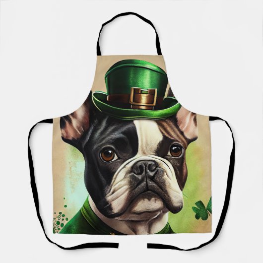 Tablier Bouledogue français en robe de la Saint-Patrick (Recto)