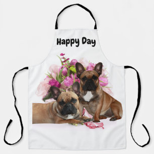 Tablier Bouledogue français fleurs célébration Bouledogue