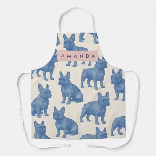 Tablier Bouledogue français mignon personnalisé (Recto)