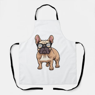 Tablier Bouledogue français portant des lunettes 