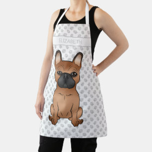Tablier Bouledogue français rouge / Frenchie dessin animé