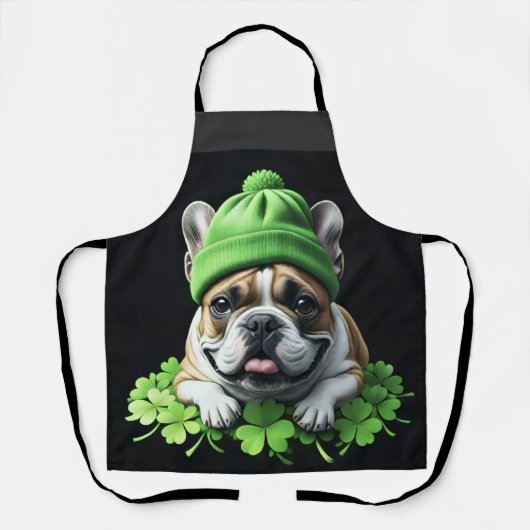 Tablier Bouledogue français Saint-Patrick Day Trèfle Chanc (Recto)