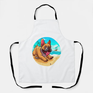 Tablier Bouledogue français sur une plage