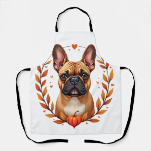 Tablier Bouledogue français vintage avec couronne de feuil