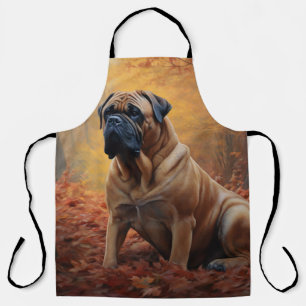 Tablier Bouledogue mastiff dans Automne Feuilles tombées I