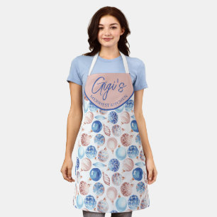 Tablier Boules Bleues Péches Aquarelle Cadeau Gigi Noël