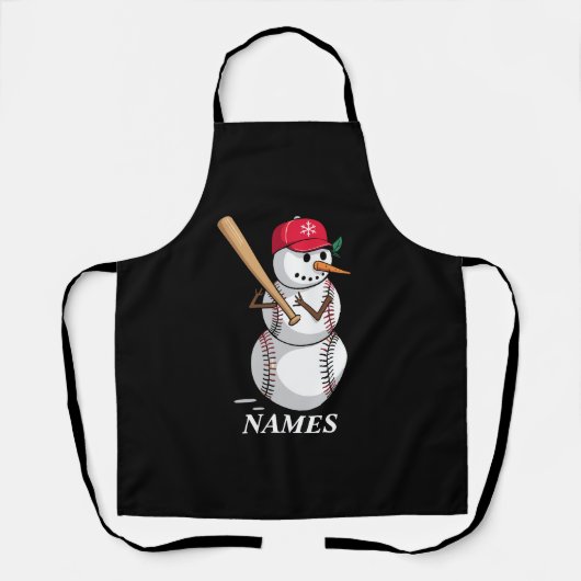 Tablier Boules de neige de baseball avec nom personnalisé (Recto)