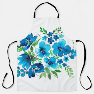 Tablier Bouquet d'aquarelle dans les couleurs bleu clair,