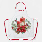 Tablier Bouquet de bougies et Poinsettia Noël (Recto)