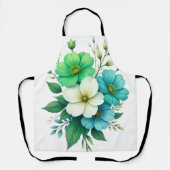 Tablier Bouquet de fleurs blanches bleues-57453 (Recto)
